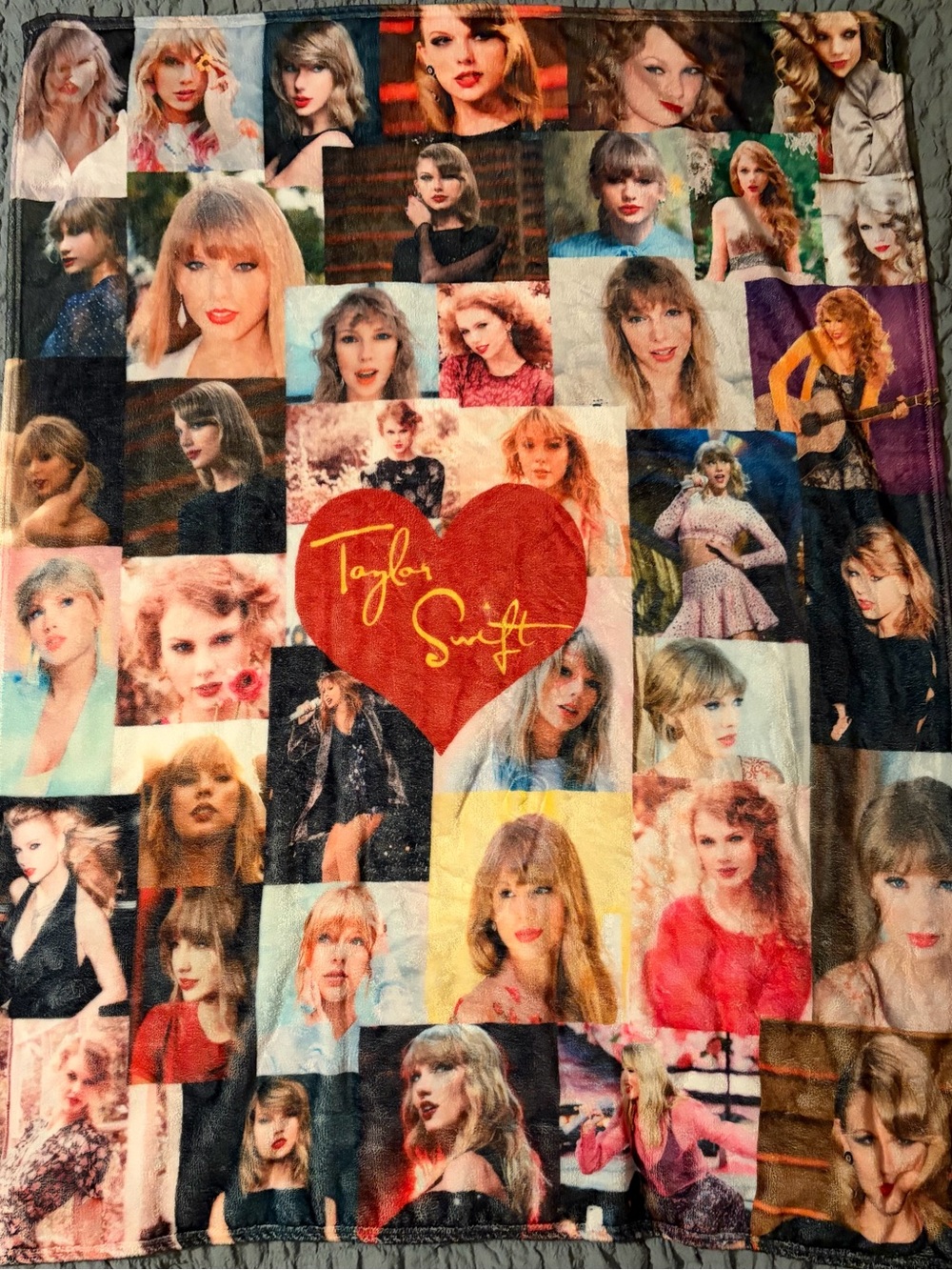 Taylor Swift Multiface Photo Collage Throw with Red Heart